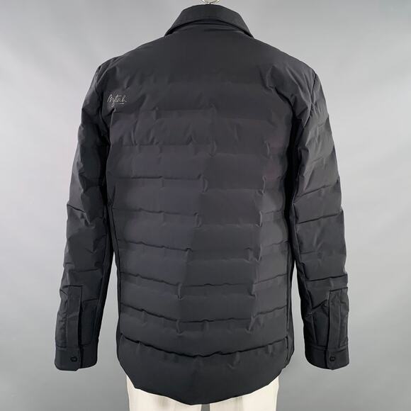AZTECH Size XXL Black Quilted Polyamide Blend Snaps Coat - Picture 3 of 8